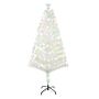 Homcom 5 Feet Prelit Artificial Christmas Tree With Fiber Optic Led Light, Holiday Home Xmas Decoration, White