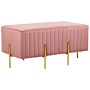 Bench Pink Velvet Upholstered Gold Metal Legs 93 X 48 Cm