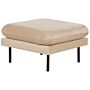 Ottoman Beige Velvet Fabric Pillow-top Square Footstool Metal Legs Glamour Style Beliani