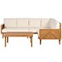 Garden Sofa Set Acacia Wood Light Beige Cushions 5 Seater Modern Design Outdoor Conversation Set