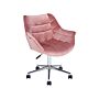 Office Swivel Chair Pink Velvet Height Adjustable