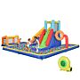 Outsunny 6 In 1 Bouncy Castle With Slide, Climbing Wall, Water Cannon, Basketball Hoop, Football Stand, For Ages 3-8 Years