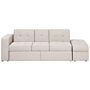 Sectional Sofa Bed Beige Storage Ottoman Pull Out Drawers Click Clack Drop Down Tray Cup Holder