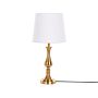 Table Lamp Gold With White Metal Base Polyester Shade