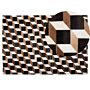 Rug Brown Leather 140 X 200 Cm Modern Patchwork Cowhide 3d Pattern Handcrafted Rectangular Carpet