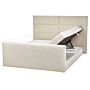 Eu King Size Divan Bed With Storage 5ft3 Beige Upholstery With Bonell Spring Mattress