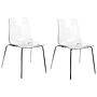 Set Of 2 Dining Chairs Transparent Synthetic Seat Metal Legs Backrest Modern Design Beliani