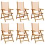 Vidaxl Reclining Garden Chairs 6 Pcs Beige Fabric And Solid Wood