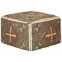 Pouffe Green Jute And Wool 50 X 50 Cm Oriental Pattern Kilim Style Washed Colurs