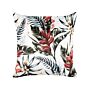 Decorative Cushion Green And Red Velvet 45 X 45 Cm Leaf Pattern