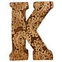 Hand Carved Wooden Flower Letter K