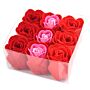 Set Of 9 Soap Flowers - Red Roses