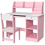 Zonekiz Two-piece Kids Desk And Chair Set With Storage, For Ages 5-8 Years - Pink