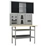 Vidaxl Workbench With Three Wall Panels And One Cabinet