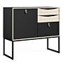 Stubbe Sideboard With 1 Door + 3 Drawers In Matt Black Oak