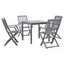 Vidaxl 5 Piece Garden Dining Set Solid Acacia Wood Grey