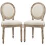 Homcom Dining Chairs Set Of 2, French-style Kitchen Chairs, Armless Accent Chairs With Backrest And Linen-touch Upholstery, Cream