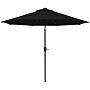 Outsunny 2.7m Outdoor Patio Garden Umbrella Parasol With Tilt Crank And 24 Leds Lights, Black