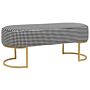 Bench Black And White Upholstered Fabric Metal Accent Gold Legs Bed Bench Stool Beliani