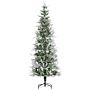 Homcom Pencil Snow Flocked Artificial Christmas Tree With Realistic Cypress Branches, Auto Open, Green