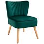 Homcom Modern Accent Chair, Fabric Living Room Chair With Rubber Wood Legs And Thick Padding, Green