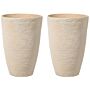 Plant Pots Beige Stone 43 X 43 X 60 Cm Indoor Outdoor Beliani