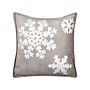 Scatter Cushion Grey White Cotton Velvet 45 X 45 Cm Christmas Motif Snowflake Print Accessories