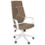 Office Chair Brown And White Fabric Swivel Desk Computer Adjustable Seat Reclining Backrest Beliani