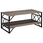 Coffee Table Taupe Wood Top Black Metal Frame Shelf 120 X 60 Cm Industrial Style Particle Board Top