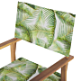 Set Of 2 Garden Director's Chairs Light Wood With Grey Acacia Tropical Leaves Pattern Replacement Fabric Folding