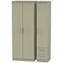 Contrast Tall Triple Plain + Drawer Wardrobe In Mushroom Matt