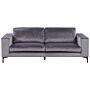 Sofa Dark Grey Velvet Fabric Upholstered 3 Seater With Track Arms Black Metal Legs Modern Living Room Beliani