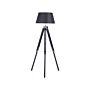 Floor Lamp Black Polycotton Shade Wooden Legs 143 Cm Tripod Modern Industrial Style