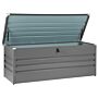 Outdoor Storage Box Grey Galvanized Steel 600 L Industrial Garden