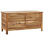 Garden Storage Box Light Wood Acacia 130 X 64 Cm Lid Outdoor Patio Furniture