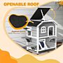 Pawhut Solid Wood Cat Condos Pet House Water Proof Outdoor 2-floor Villa, Grey