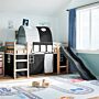 Vidaxl Kids' Loft Bed With Tunnel White&black 90x190 Cm Solid Wood Pine