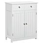 Kleankin Bathroom Storage Cabinet Free-standing Bathroom Cabinet Unit W/ 2 Drawers Cupboard Adjustable Shelf Handles Traditional Style 75x60cm White