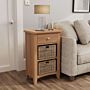 1 Drawer, 2 Basket Storage Unit Light Oak/wicker