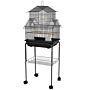 Pawhut Metal Bird Cage With Plastic Swing Perch Food Container Tray Handle For Finch Canary Budgie 50.5 X 40 X 63cm Black