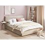 Ottoman Bed Taupe Velvet Upholstery Eu King Size 5ft3 Large Classic Headboard Storage Function Wooden Slats