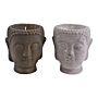 Set Of 2 Medium Cement Buddha Design Candles