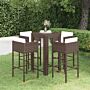 Vidaxl 5 Piece Garden Bar Set With Cushions Poly Rattan Brown