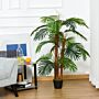 Outsunny 120cm/4ft Artificial Palm Tree Decorative Plant W/ 19 Leaves Nursery Pot Fake Plastic Greenery Home Office Décor