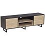 Tv Cabinet Dark And Light Wood Tv Up To 65ʺ Storage Shelves Drawers Cable Management