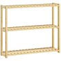 Homcom 3-tier Bamboo Bathroom Storage Shelf, Wall-mounted Or Stand, Display Stand Shelving Unit With Adjustable Rack For Kitchen Bathroom Living Room, Natural