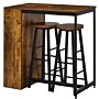 Homcom Industrial Bar Table Set For 2, 3 Pieces Pub Table And Bar Stools With Storage Shelf For Kitchen