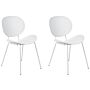 Set Of 2 Dining Chairs White Synthetic Seat White Metal Legs Minimalist Design Backrest