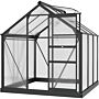 Outsunny 6 X 6 Ft Clear Polycarbonate Greenhouse Large Walk-in Green House Garden Plants Grow House W/ Slide Door And Push-open Window