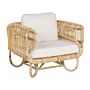 Armchair Beige Natural Rattan Chair With Cotton Cushions Wicker